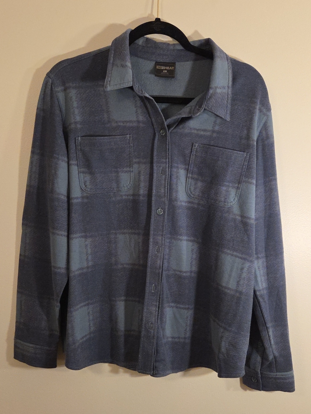 Women's Flannel Shirt In Blue & Green Plaid Oversized Loose Fit Women Size Large